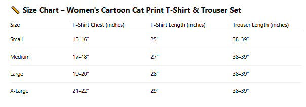 Cute Cat Print 2-Piece Summer Set – Women’s T-Shirt & Trouser Combo