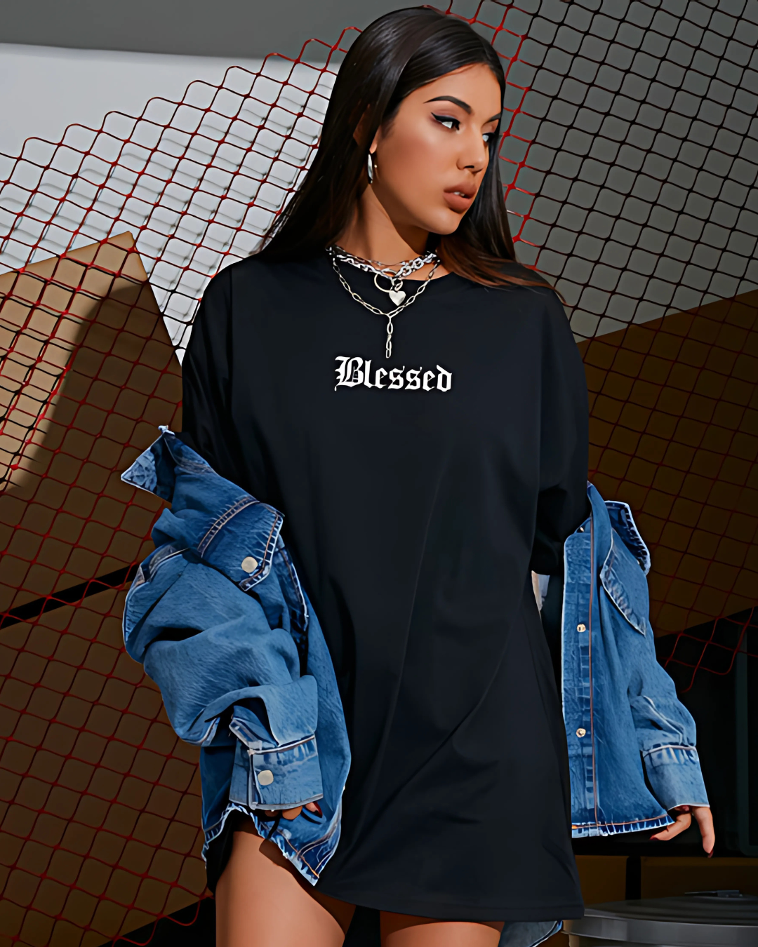 Flirla Oversized Drop Shoulder Tee – Letter Graphic Streetwear Style