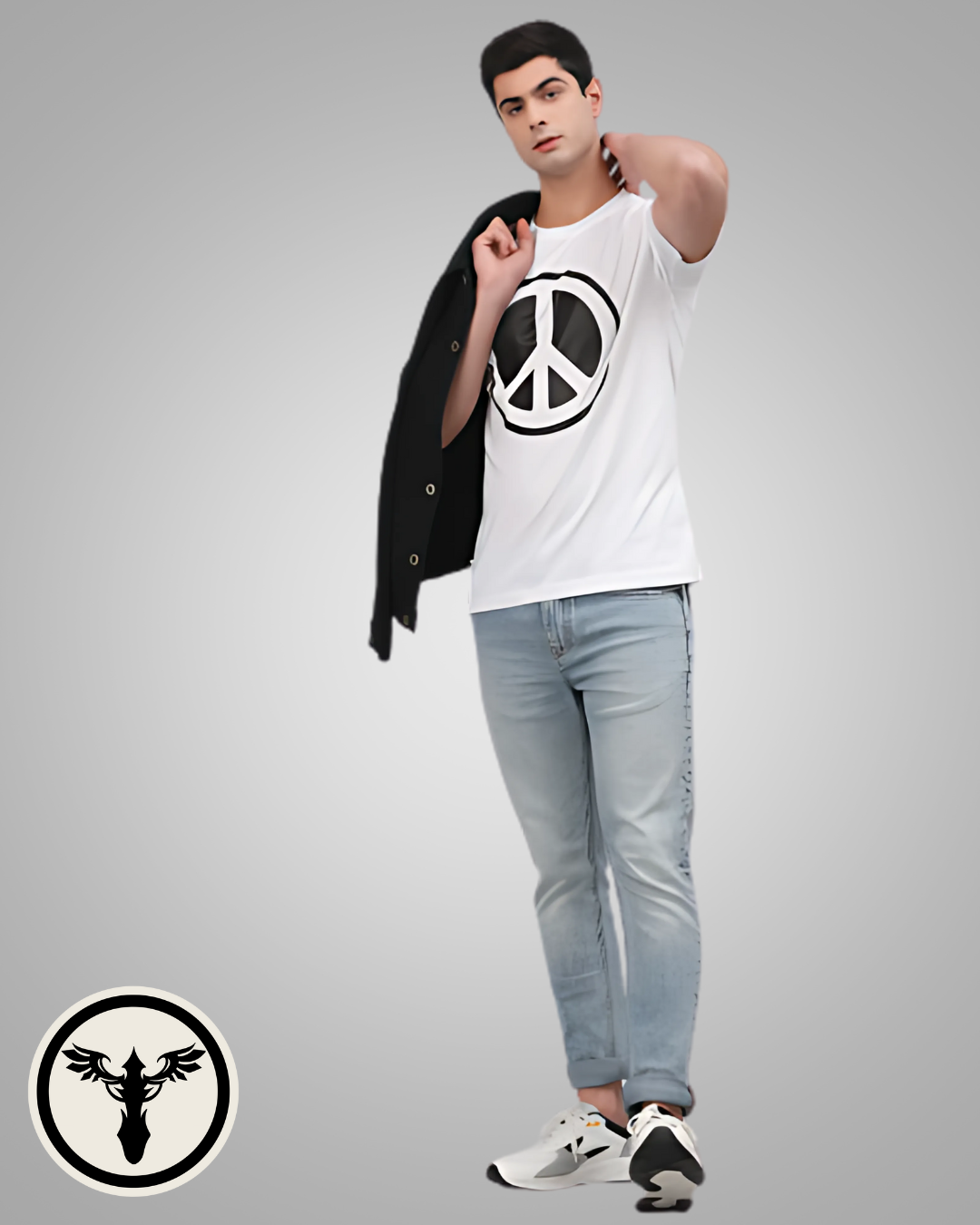 Drop Shoulder Peace Sign Graphic Tee