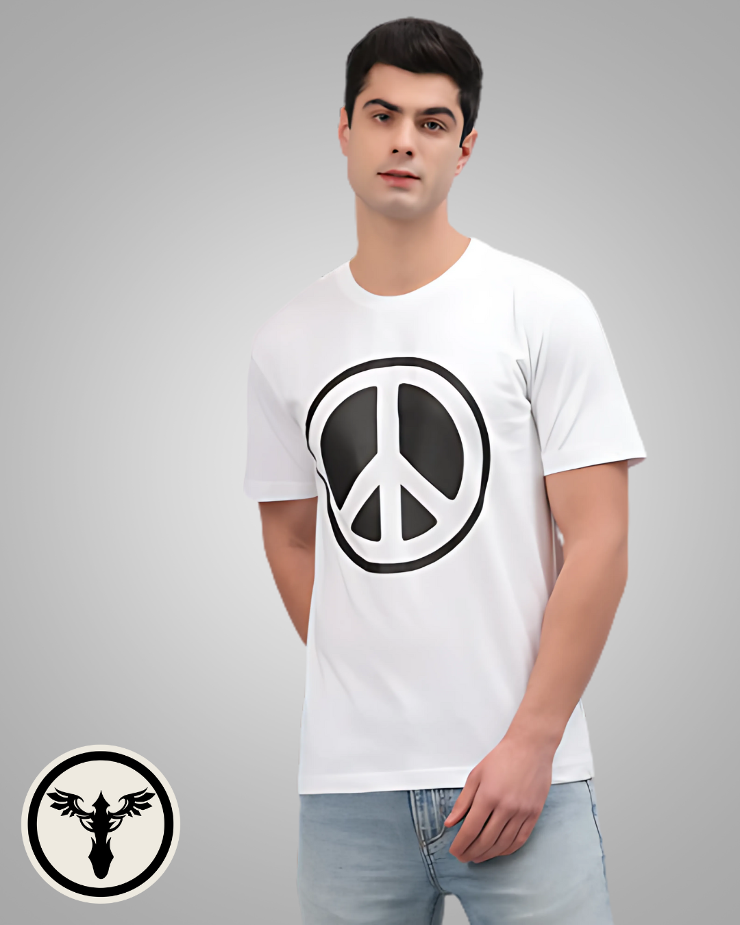 Drop Shoulder Peace Sign Graphic Tee