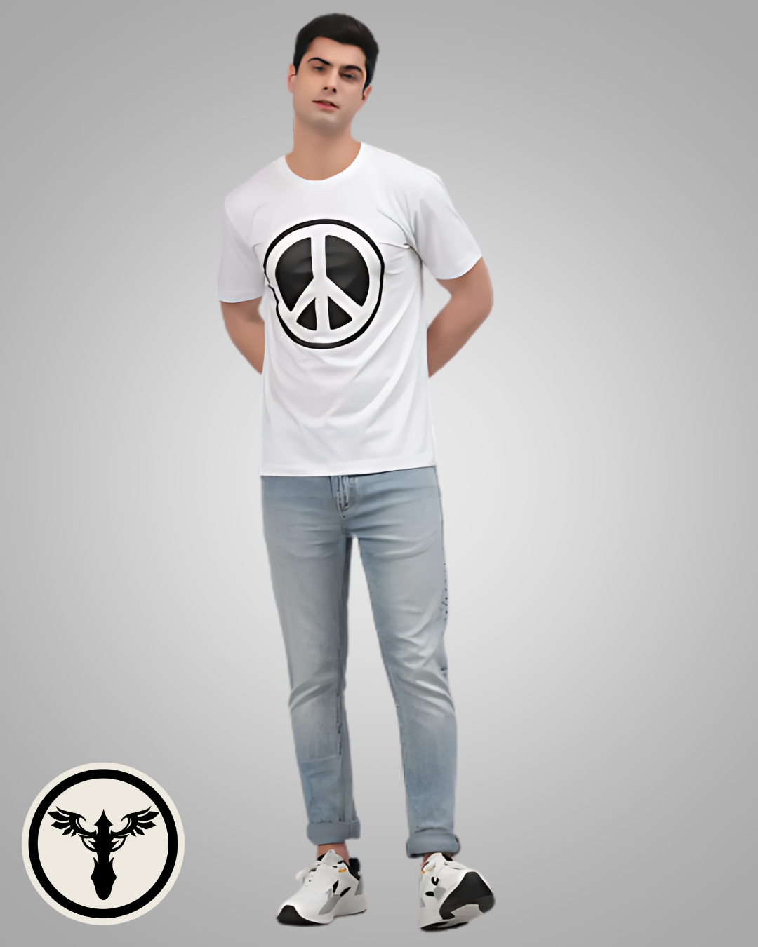 Drop Shoulder Peace Sign Graphic Tee