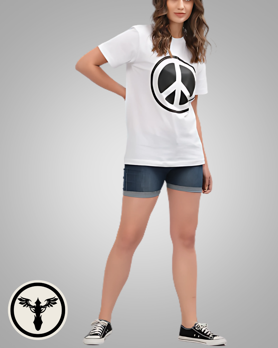 Drop Shoulder Peace Sign Graphic Tee