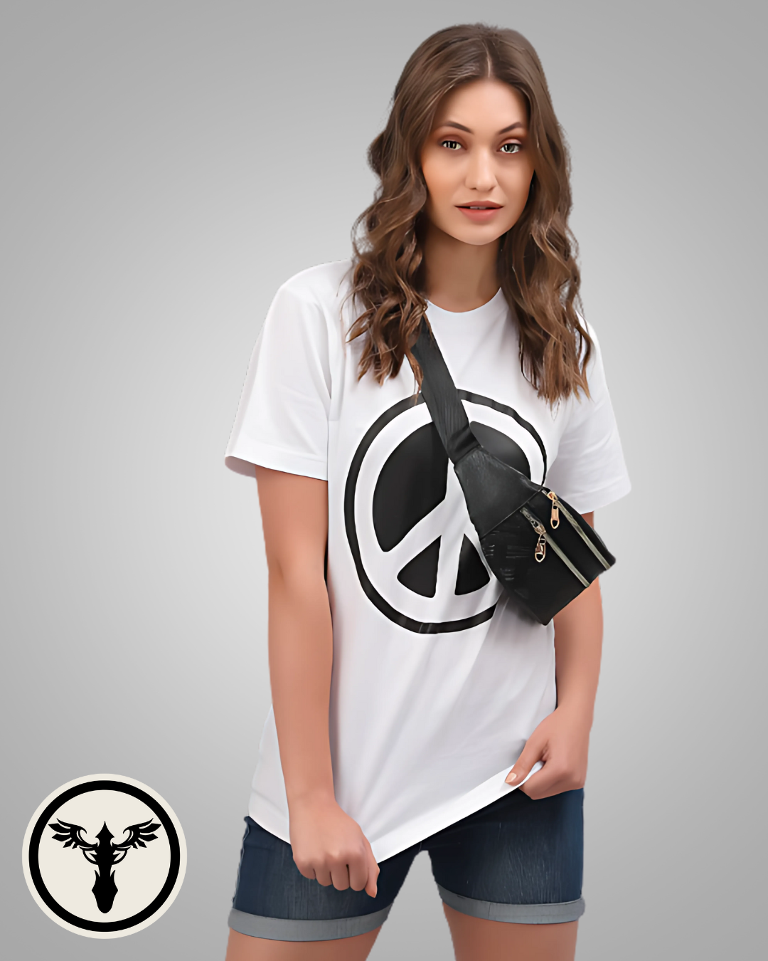 Drop Shoulder Peace Sign Graphic Tee