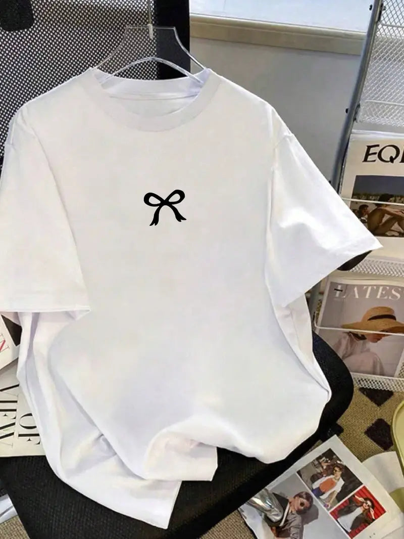 Oversized Drop Shoulder Bow Tee