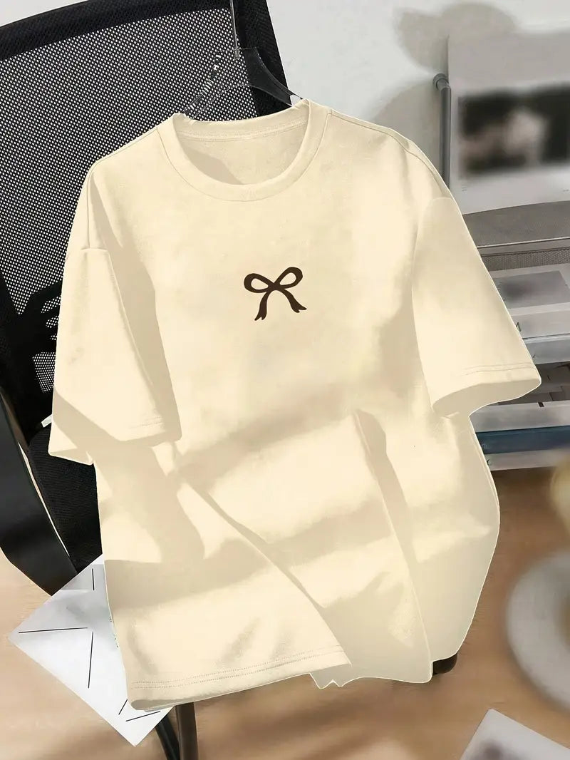 Oversized Drop Shoulder Bow Tee