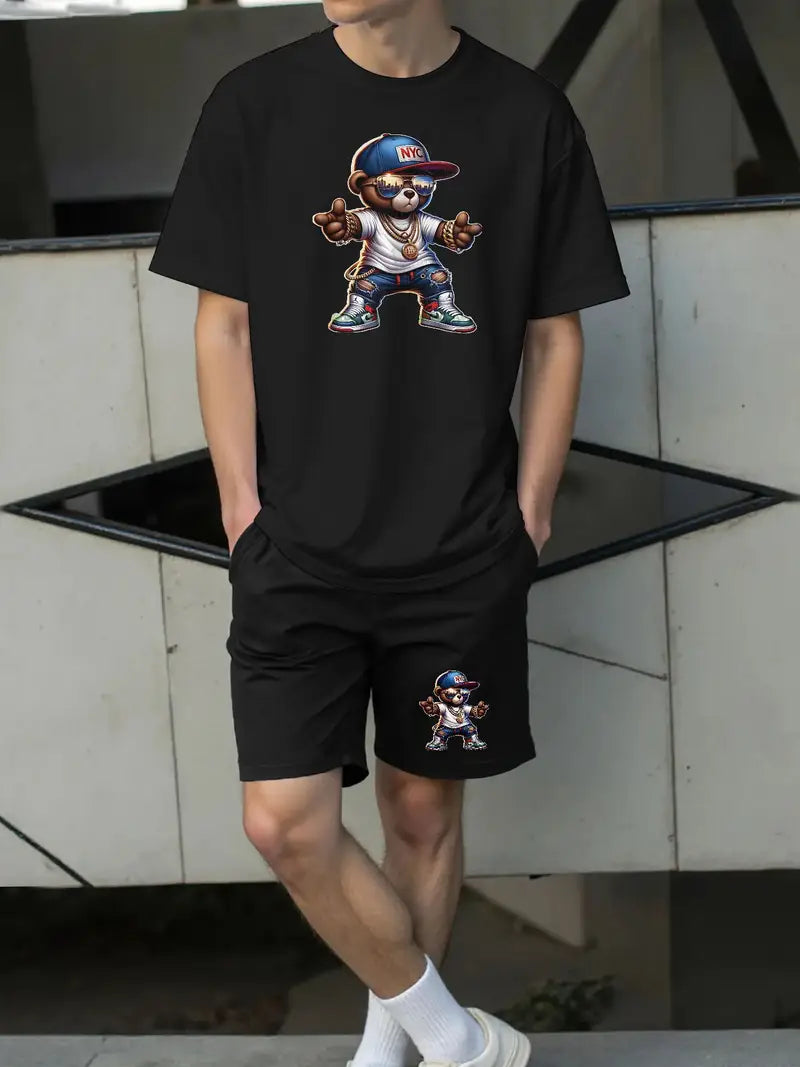 Street Bear Graphic Tee & Shorts Set – NYC Edition