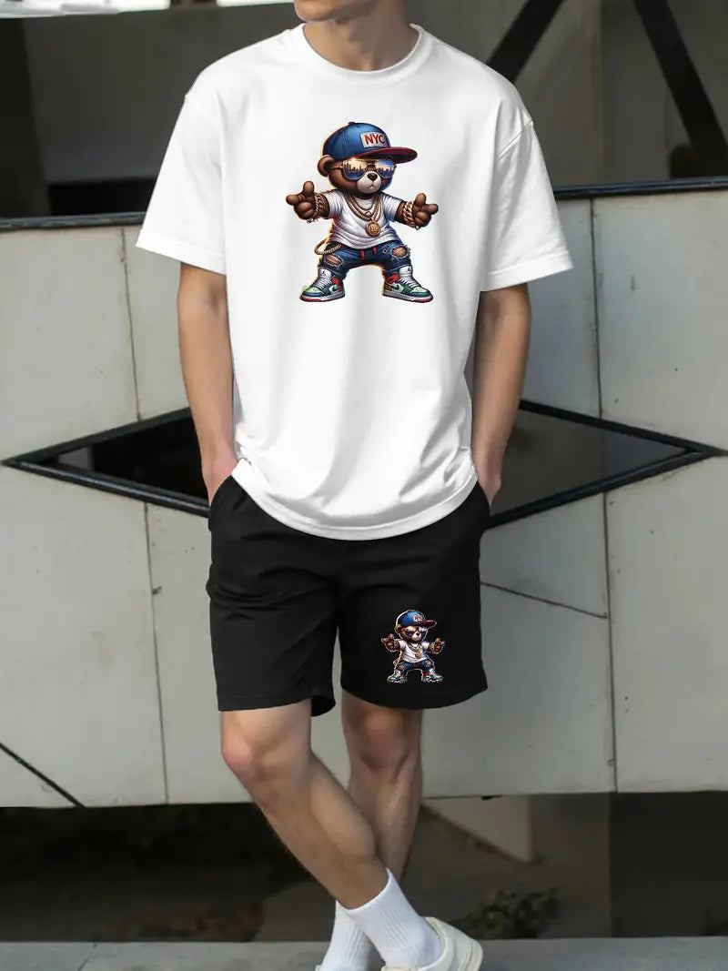 Street Bear Graphic Tee & Shorts Set – NYC Edition