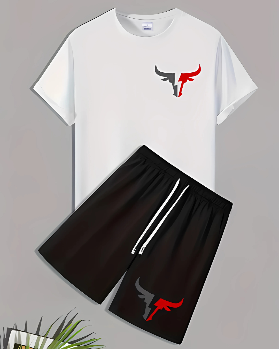 Unisex Athletic T-Shirt & Shorts Set – Bull Logo Design