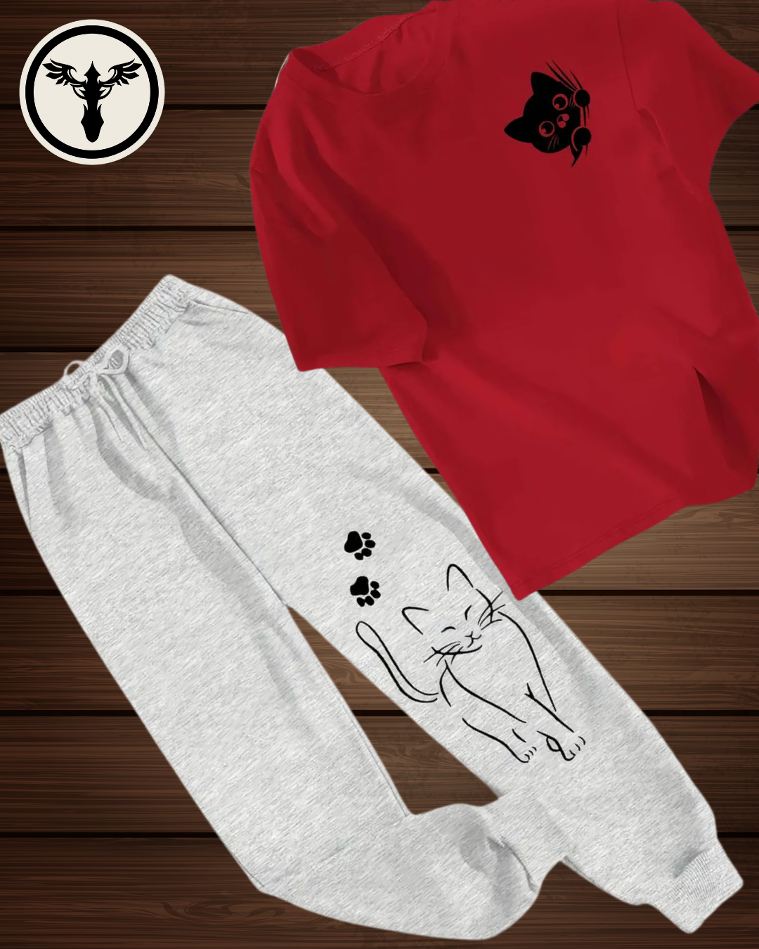 🐾 Playful Cat Loungewear Set – Cute, Cozy & Full of Purr-sonality!