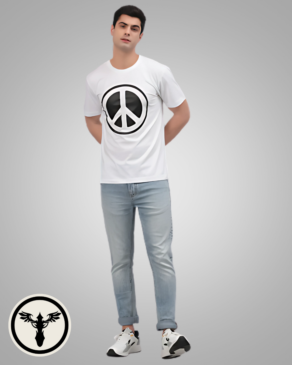 Drop Shoulder Peace Sign Graphic Tee