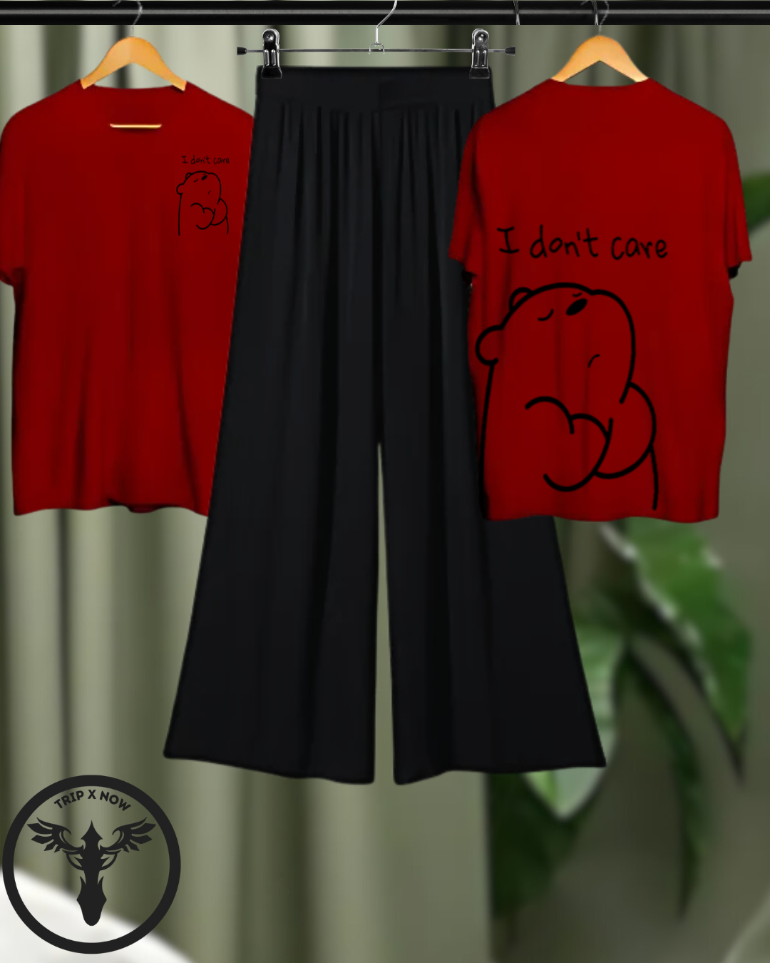 I Don't Care" Casual Loungewear Set