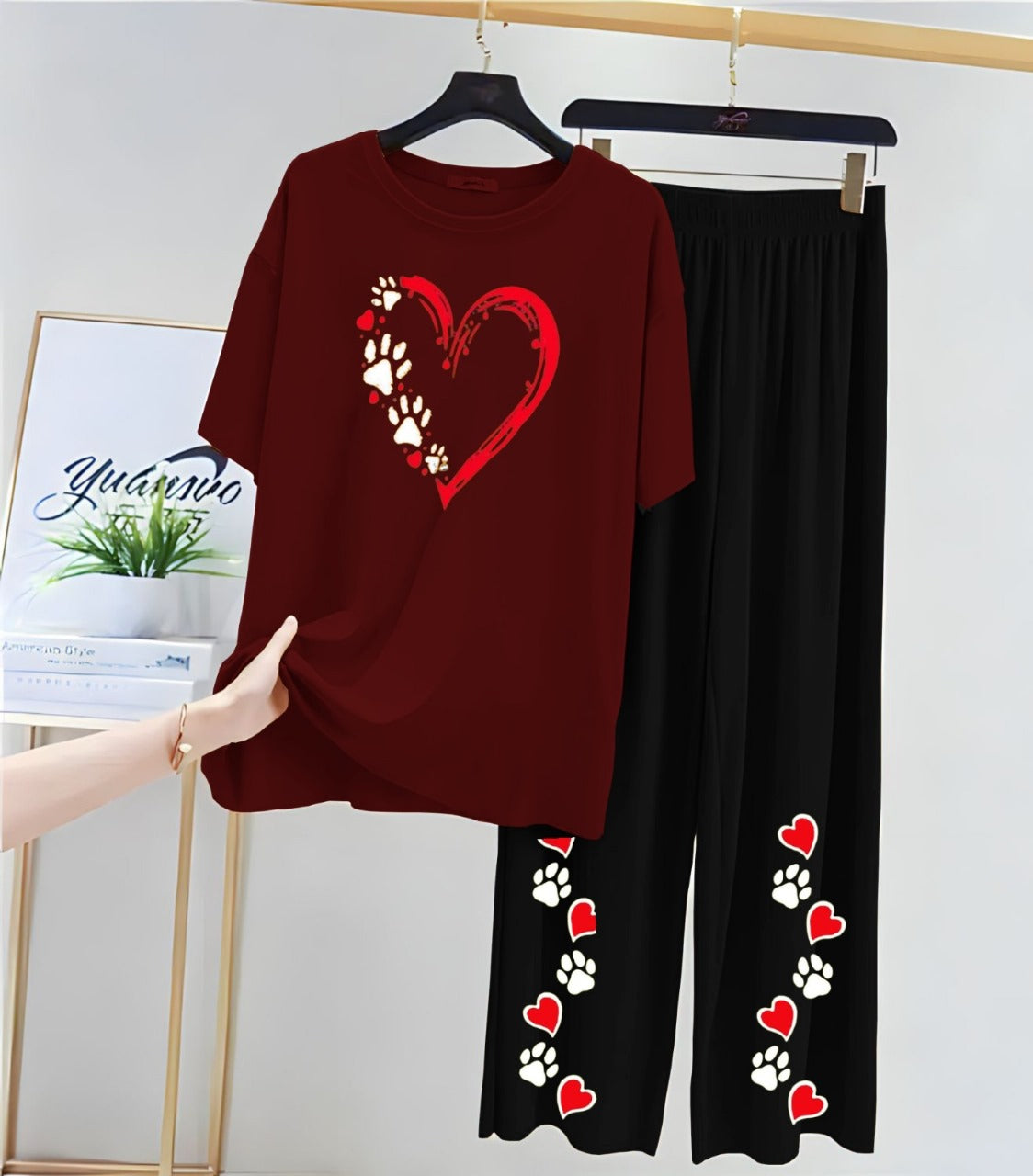 Paw Print Heart" Loungewear Set