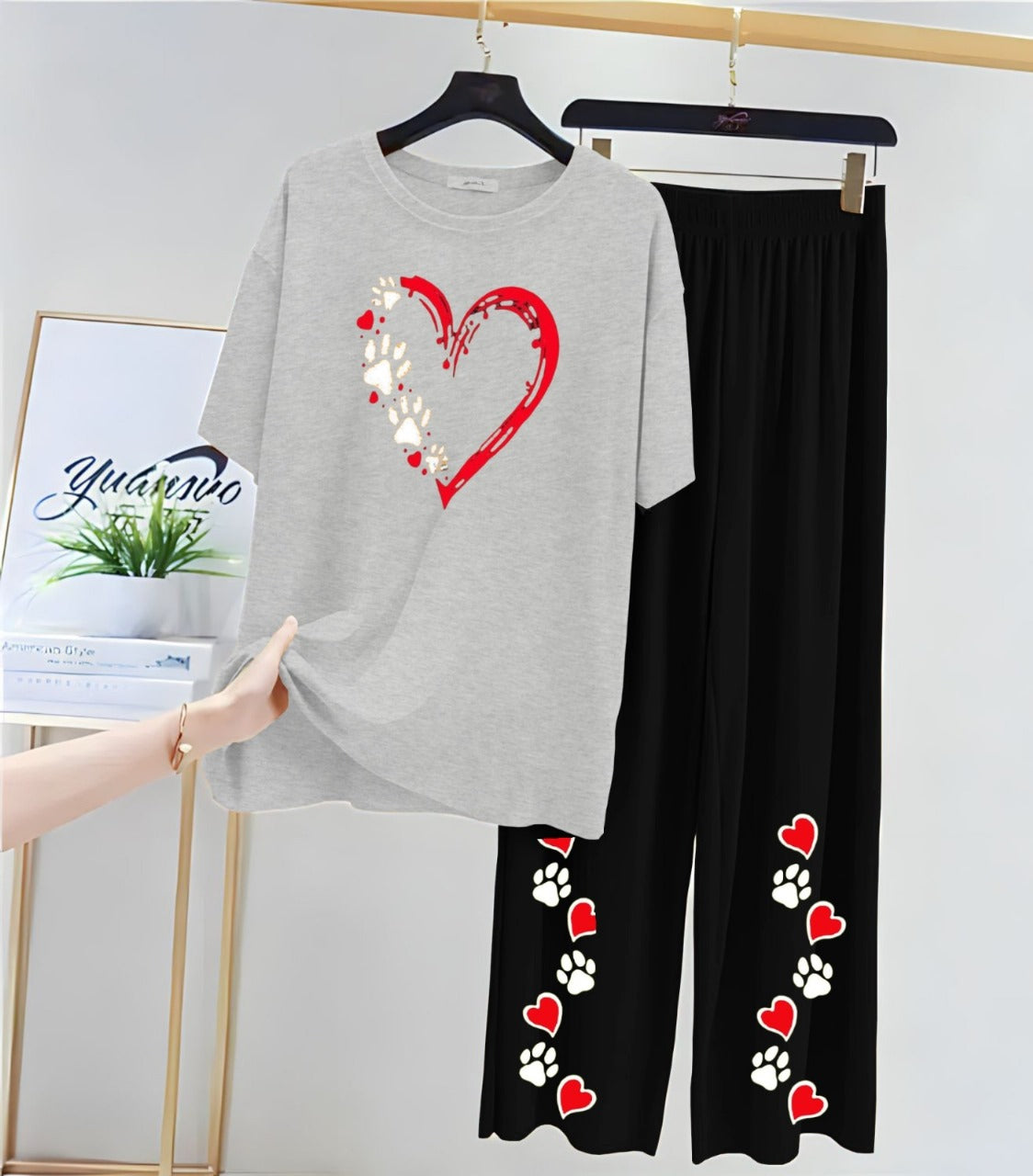 Paw Print Heart" Loungewear Set