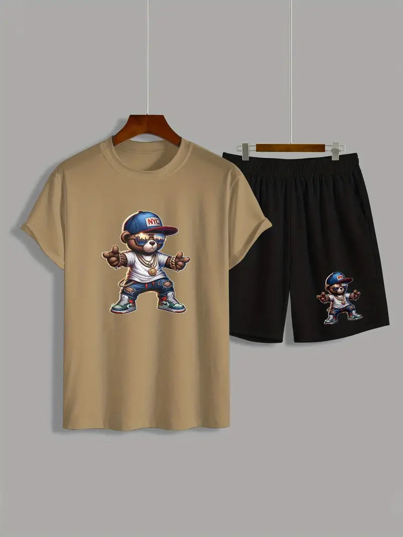 Street Bear Graphic Tee & Shorts Set – NYC Edition