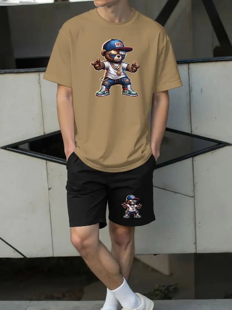 Street Bear Graphic Tee & Shorts Set – NYC Edition