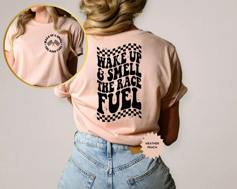 Women’s Race Day Checkered Flag T-Shirt – Motor Racing Fan Tee