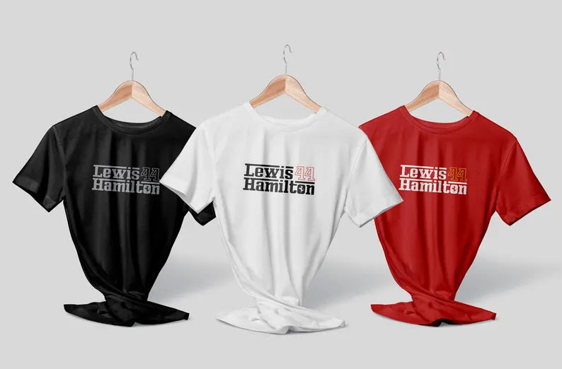 Lewis Hamilton #44 Typographic Tee – Ferrari-Inspired F1 T-Shirt | Drive To Survive Fan Shirt