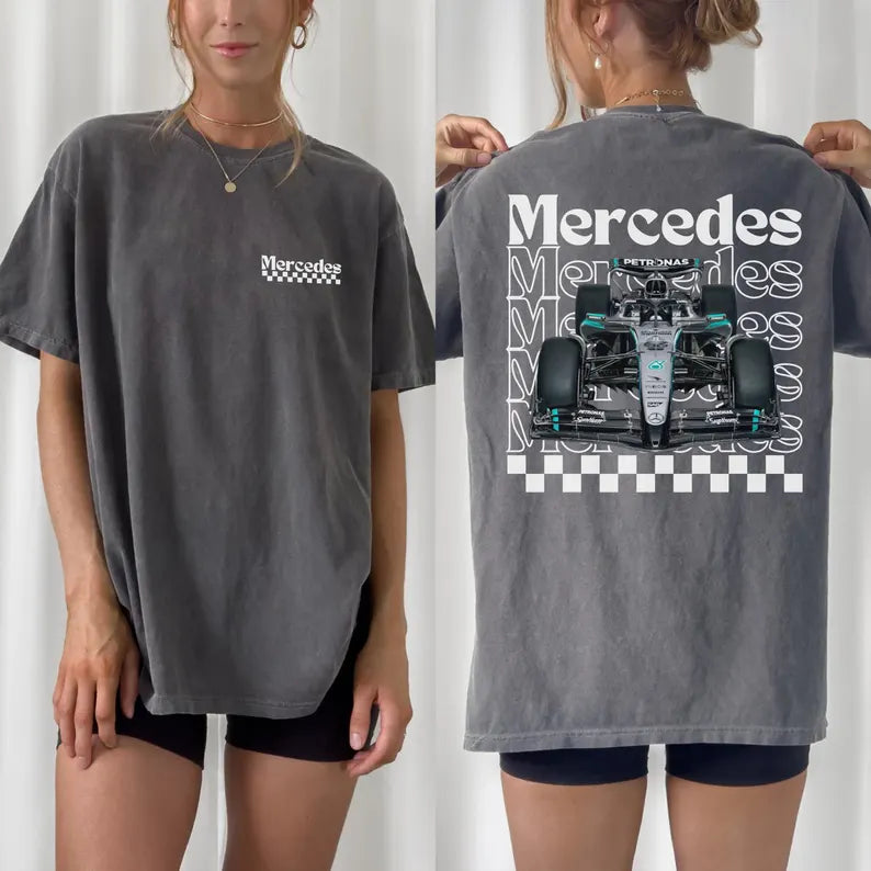 Women’s George Russell Mercedes F1 T-Shirt – 2025 Season Racing Fan Tee