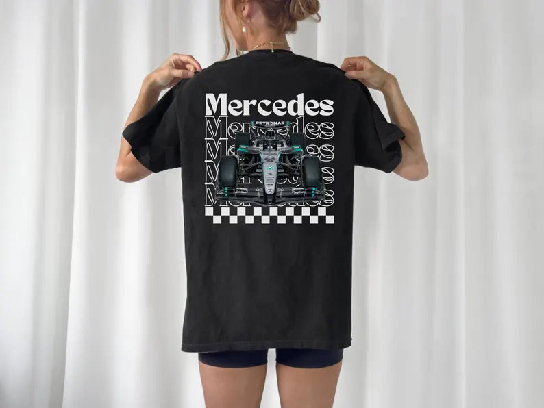 Women’s George Russell Mercedes F1 T-Shirt – 2025 Season Racing Fan Tee