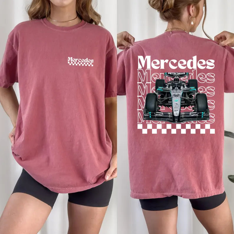 Women’s George Russell Mercedes F1 T-Shirt – 2025 Season Racing Fan Tee