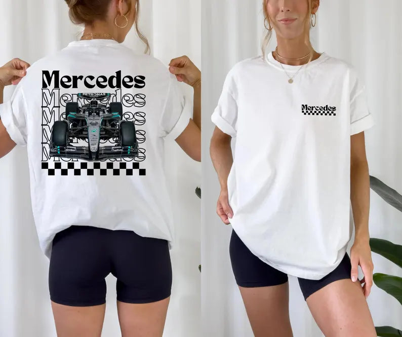 Women’s George Russell Mercedes F1 T-Shirt – 2025 Season Racing Fan Tee