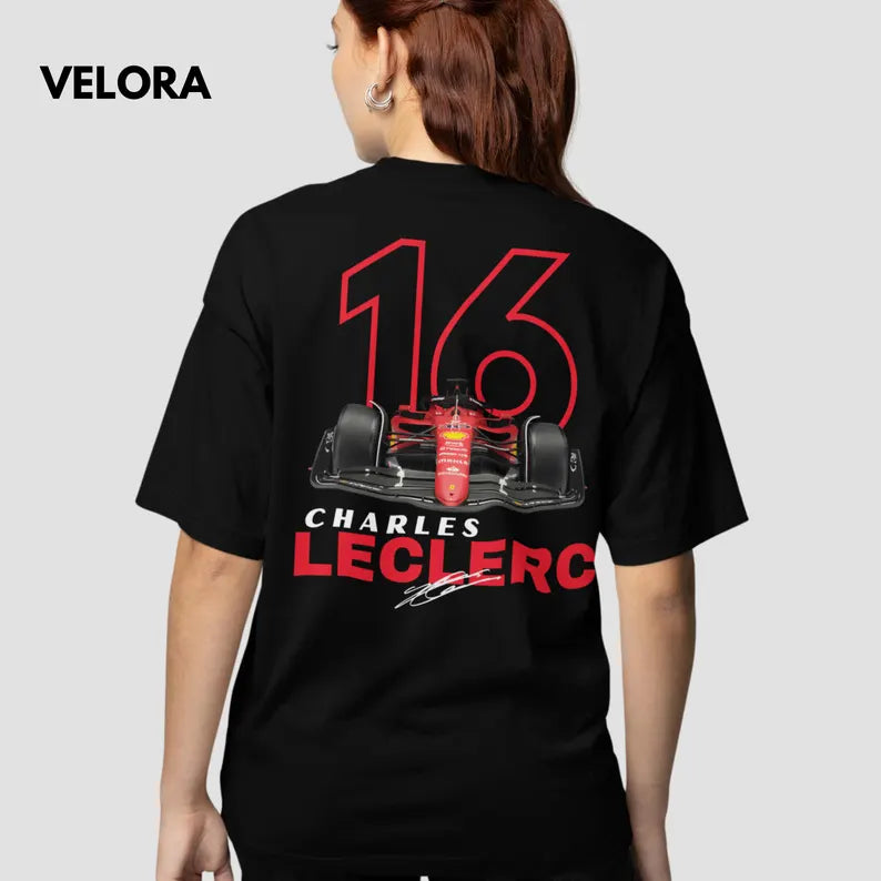 Women’s Charles Leclerc Ferrari F1 T-Shirt – LEC16 Inspired Racing Merch