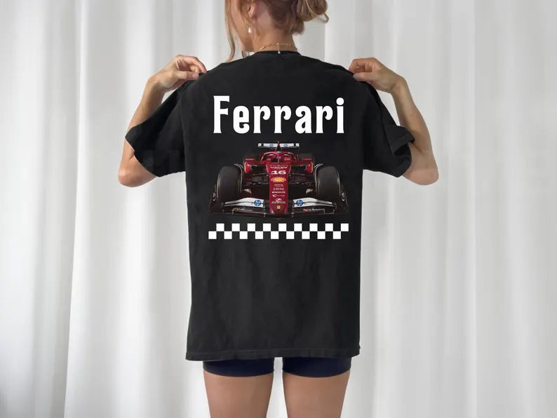 Women’s Ferrari F1 2025 Season T-Shirt – Charles Leclerc Racing Fan Merch