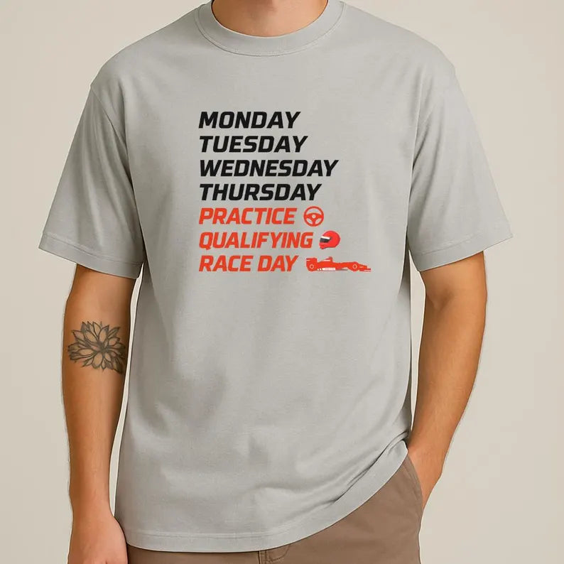 Race Weekend Countdown T-Shirt – Motorsport Fan Tee | Racing Schedule Shirt | Track Day Gift Idea