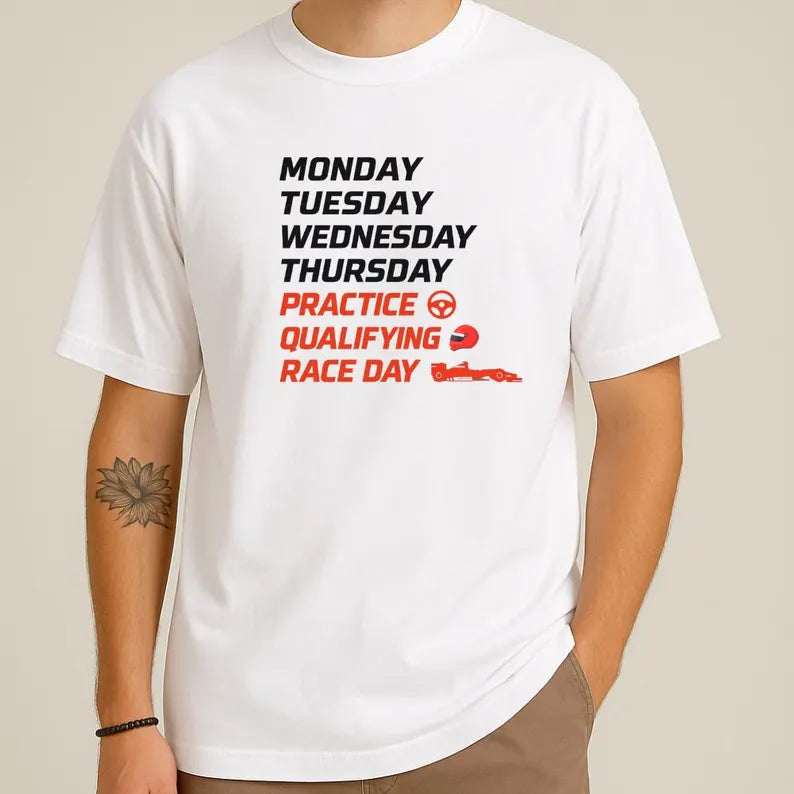 Race Weekend Countdown T-Shirt – Motorsport Fan Tee | Racing Schedule Shirt | Track Day Gift Idea