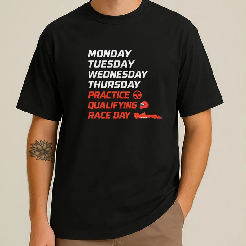Race Weekend Countdown T-Shirt – Motorsport Fan Tee | Racing Schedule Shirt | Track Day Gift Idea
