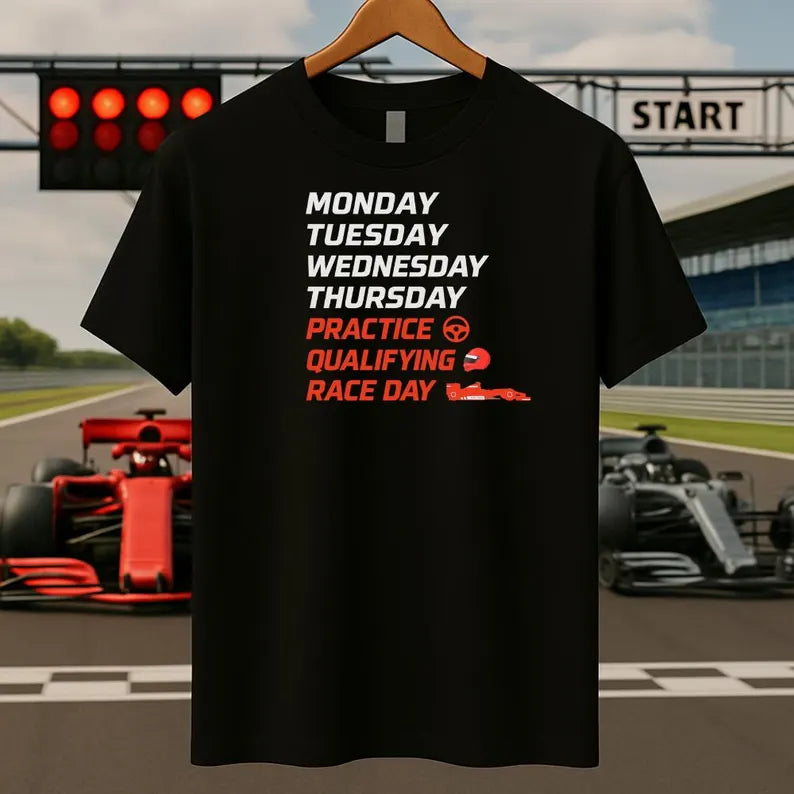 Race Weekend Countdown T-Shirt – Motorsport Fan Tee | Racing Schedule Shirt | Track Day Gift Idea